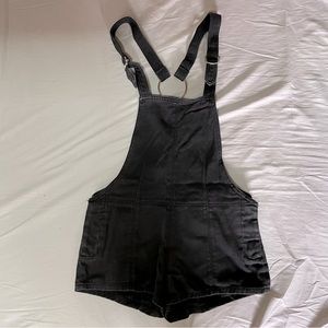 Black Denim Overall Short